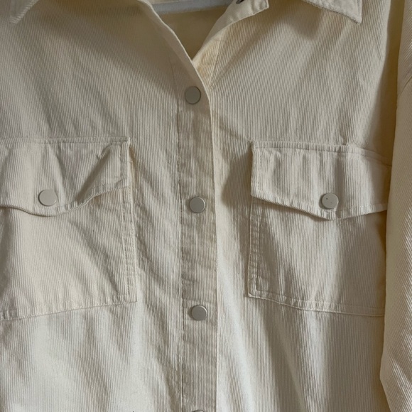 WEWOREWHAT pastel yellow corduroy shacket size xs/s - Picture 4 of 6